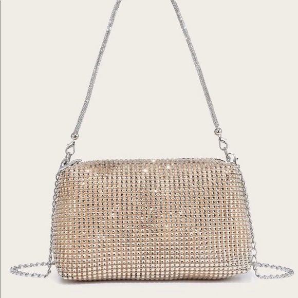 Gold Rhinestone Evening Party Clutch Bag Purse - NEW - Picture 2 of 6